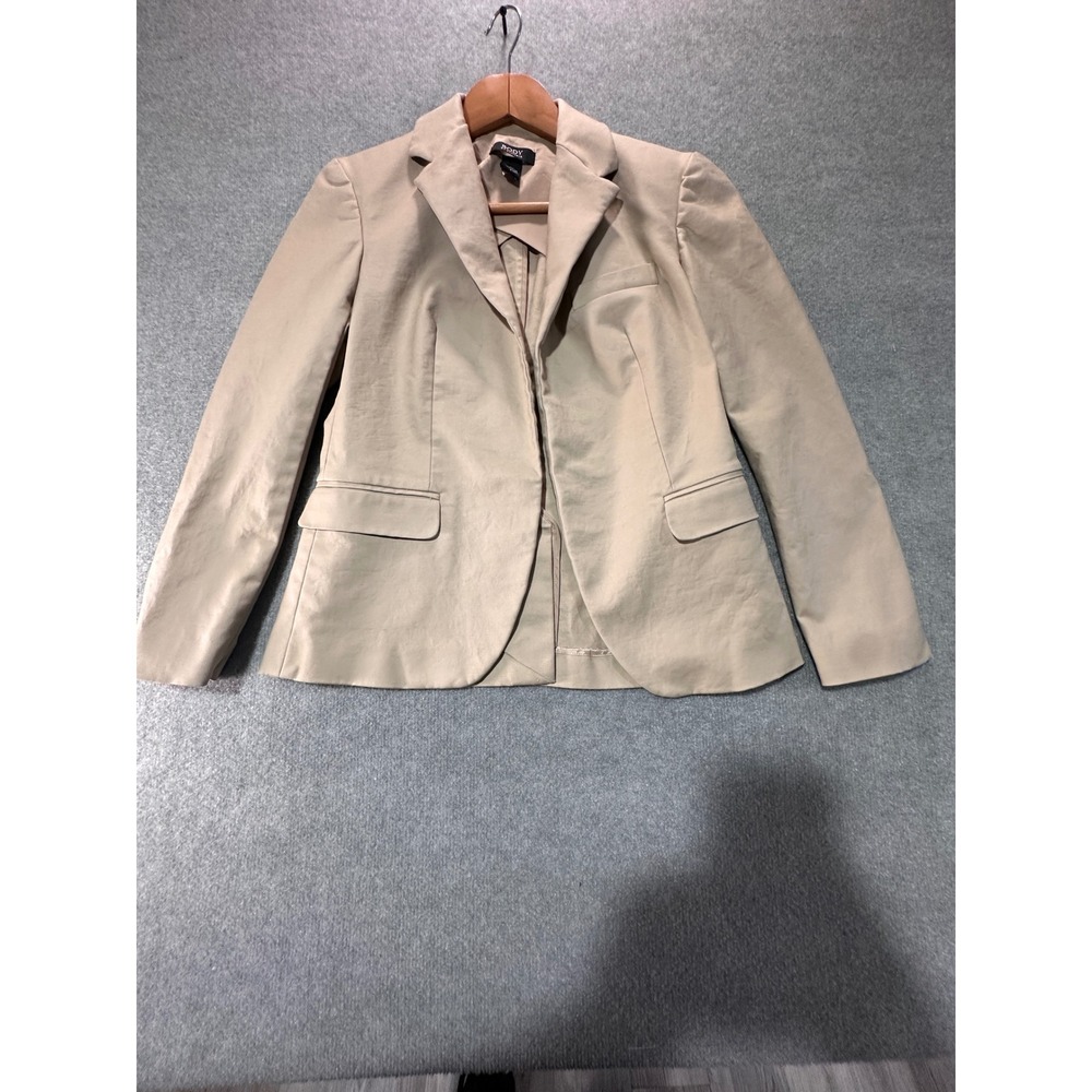 Body by Victoria Tan Cotton Blend Blazer Jacket Size 4 Khaki Professional Office